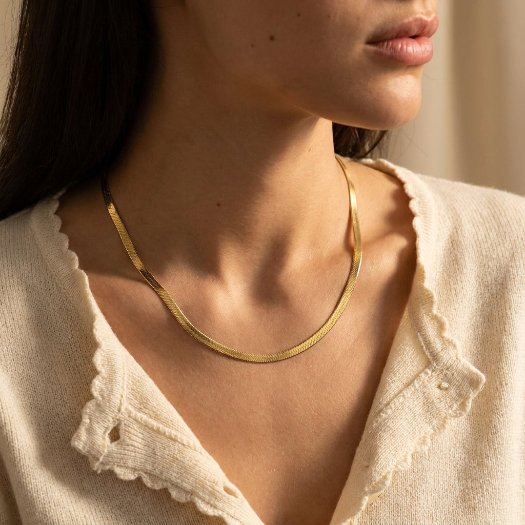 Women's Herringbone Chain Necklace