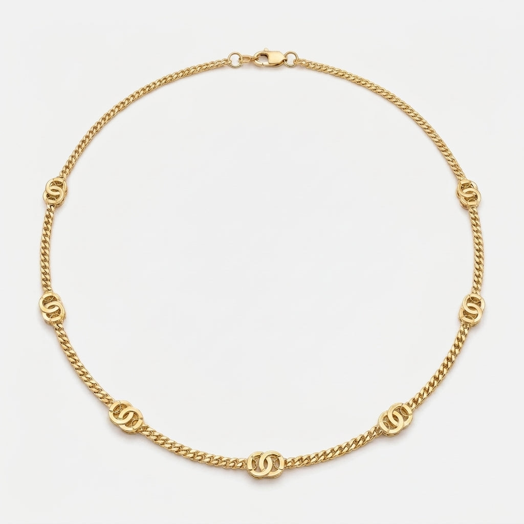 Women's Interlocking Circle Station Chain Necklace