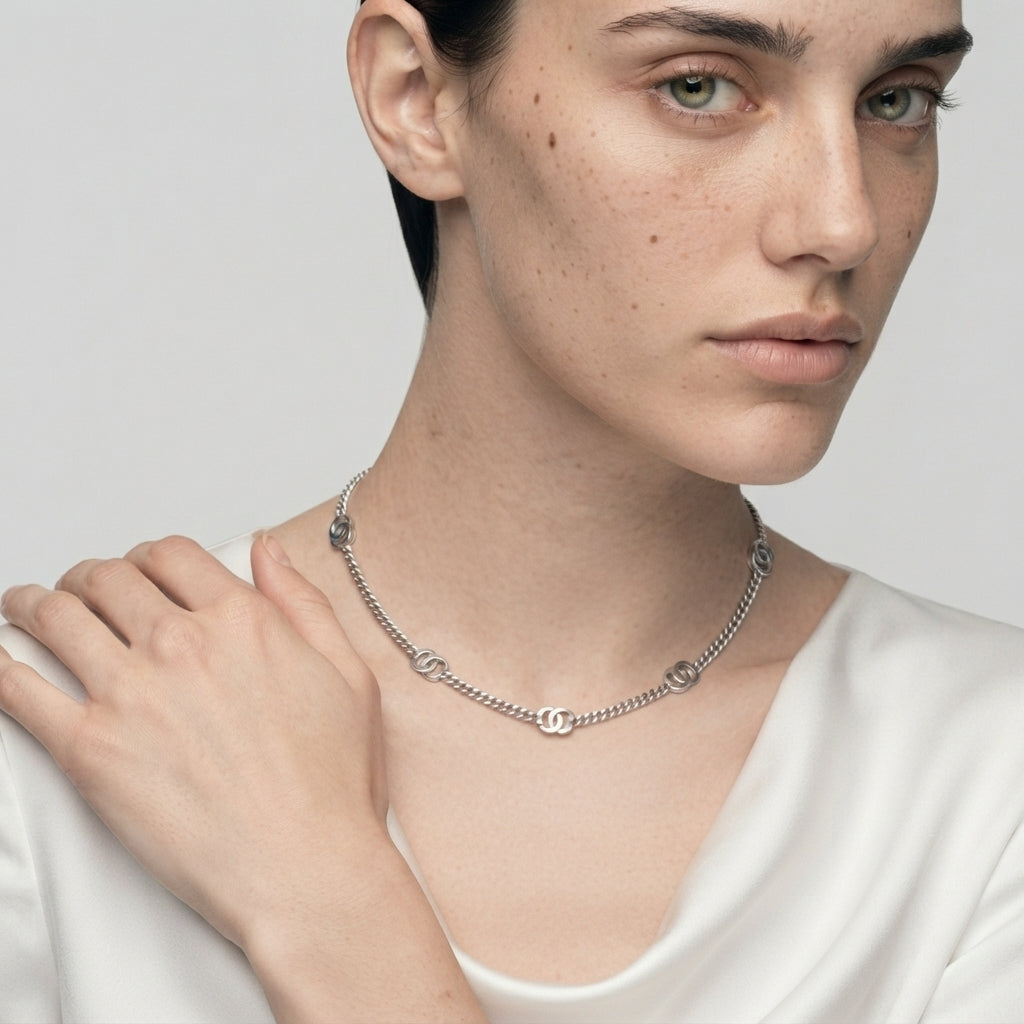Women's Interlocking Circle Station Chain Necklace