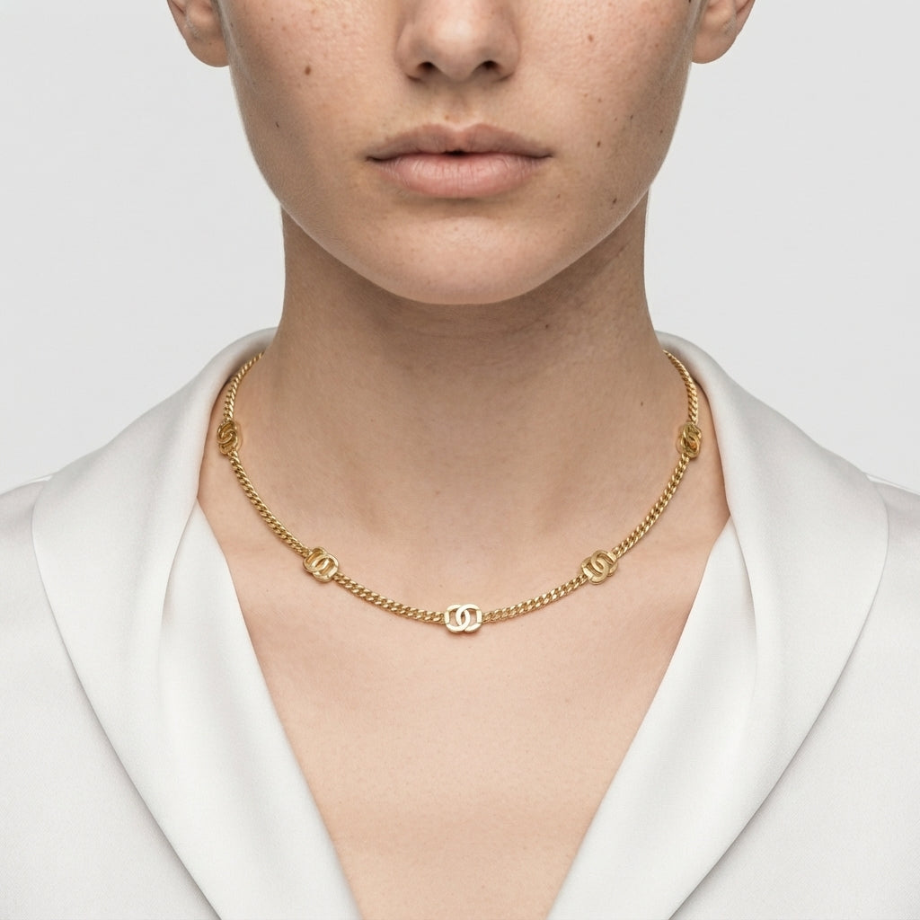 Women's Interlocking Circle Station Chain Necklace
