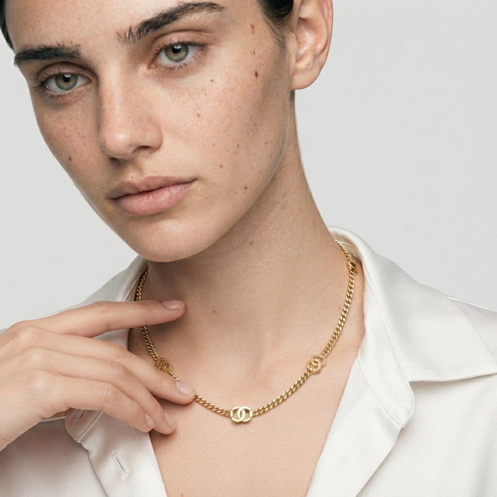 Women's Interlocking Circle Station Chain Necklace