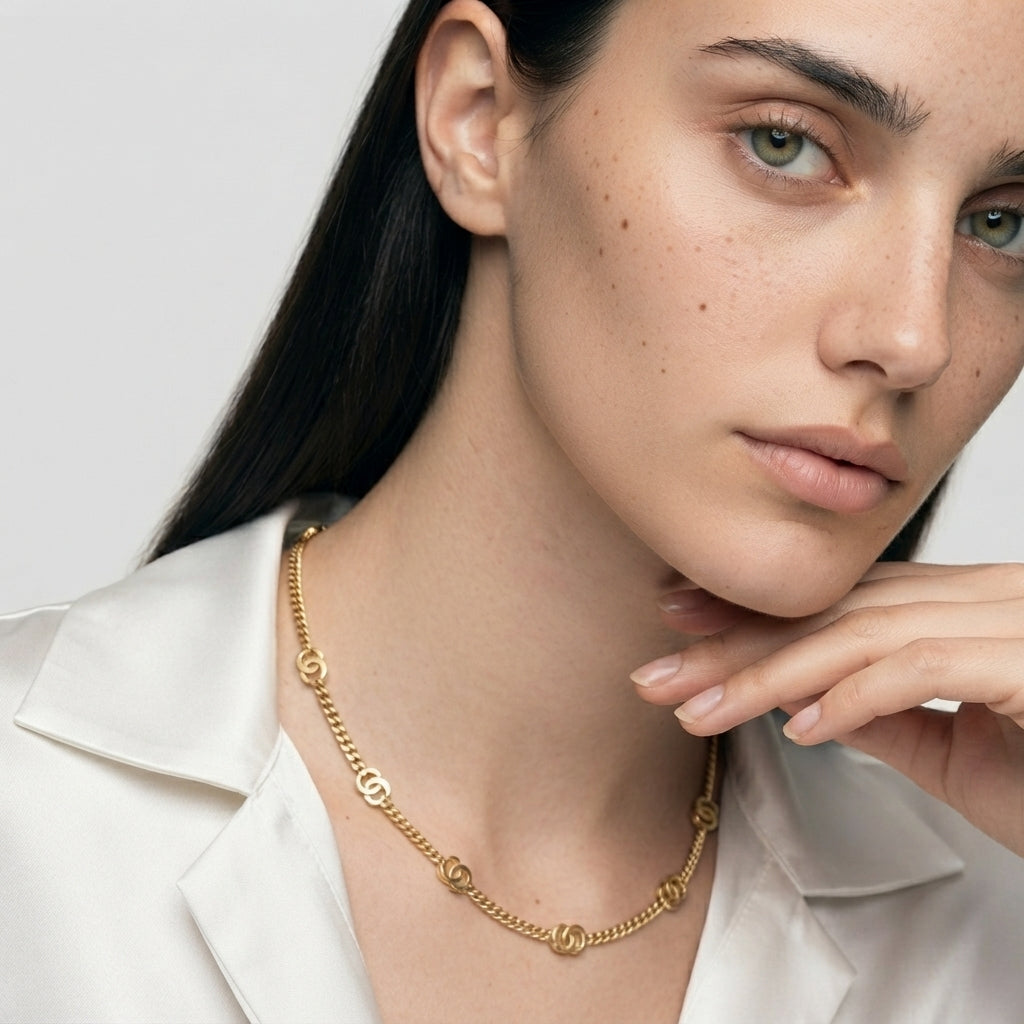 Women's Interlocking Circle Station Chain Necklace