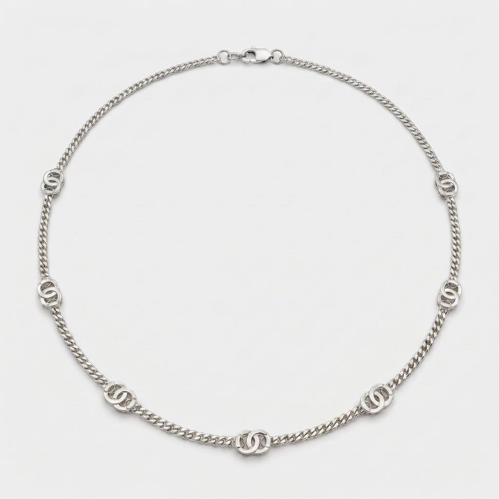Women's Interlocking Circle Station Chain Necklace