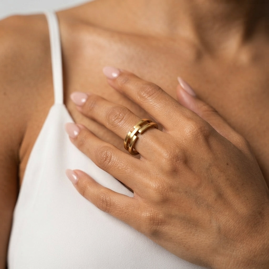 Women's Layered Bar Band Ring