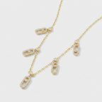 Women's Layered Crystal Paperclip Charm Necklace