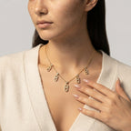 Women's Layered Crystal Paperclip Charm Necklace