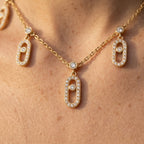 Women's Layered Crystal Paperclip Charm Necklace