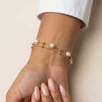 Women's Layered Faux Pearl Chain Bracelet