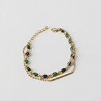 Women's Layered Green Stone Station Bracelet