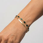 Women's Layered Green Stone Station Bracelet