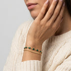 Women's Layered Green Stone Station Bracelet