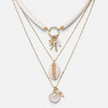 Women's Layered Shell Charm Necklace Set