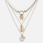 Women's Layered Shell Charm Necklace Set