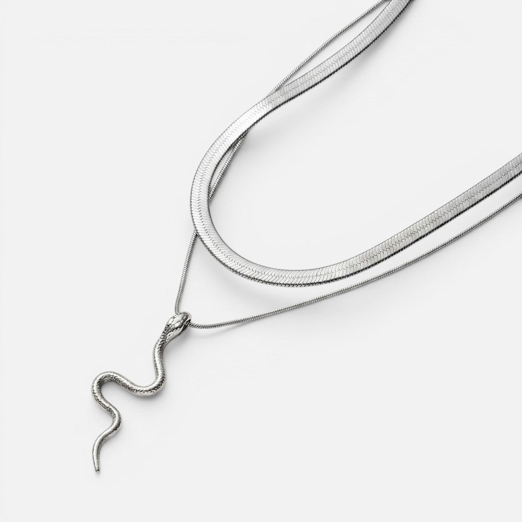 Women's Layered Snake Pendant Necklace