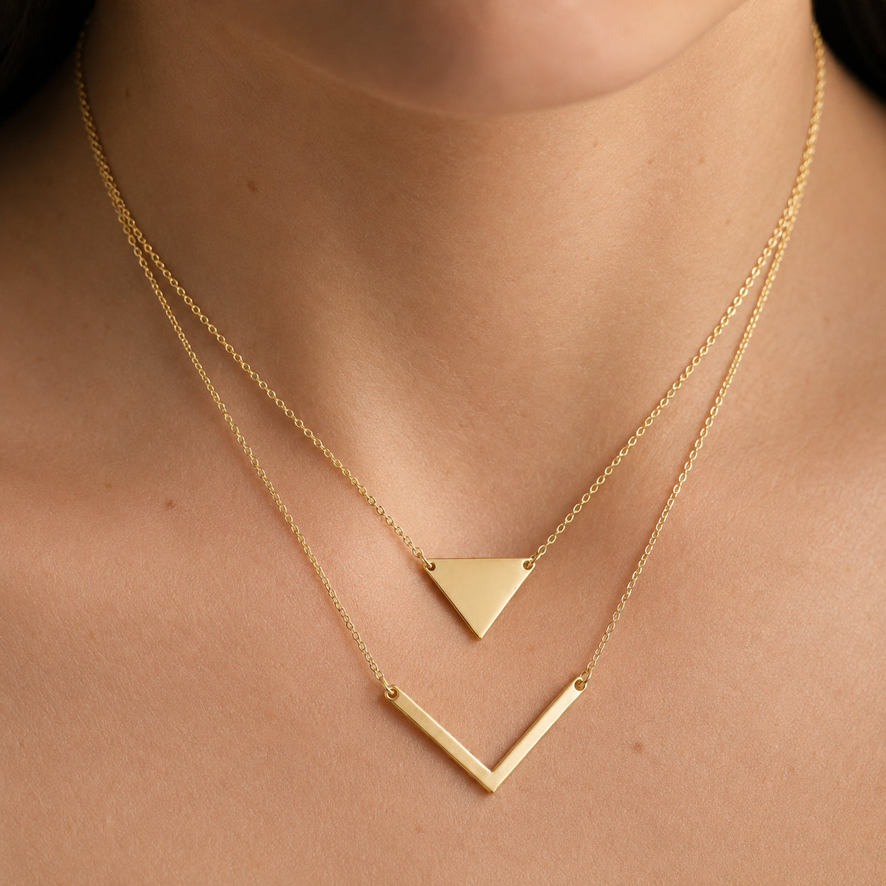 Women's Layered Triangle Pendant Necklace