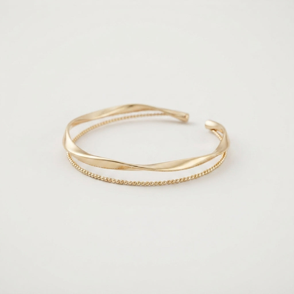 Women's Layered Twist Open Cuff Bangle