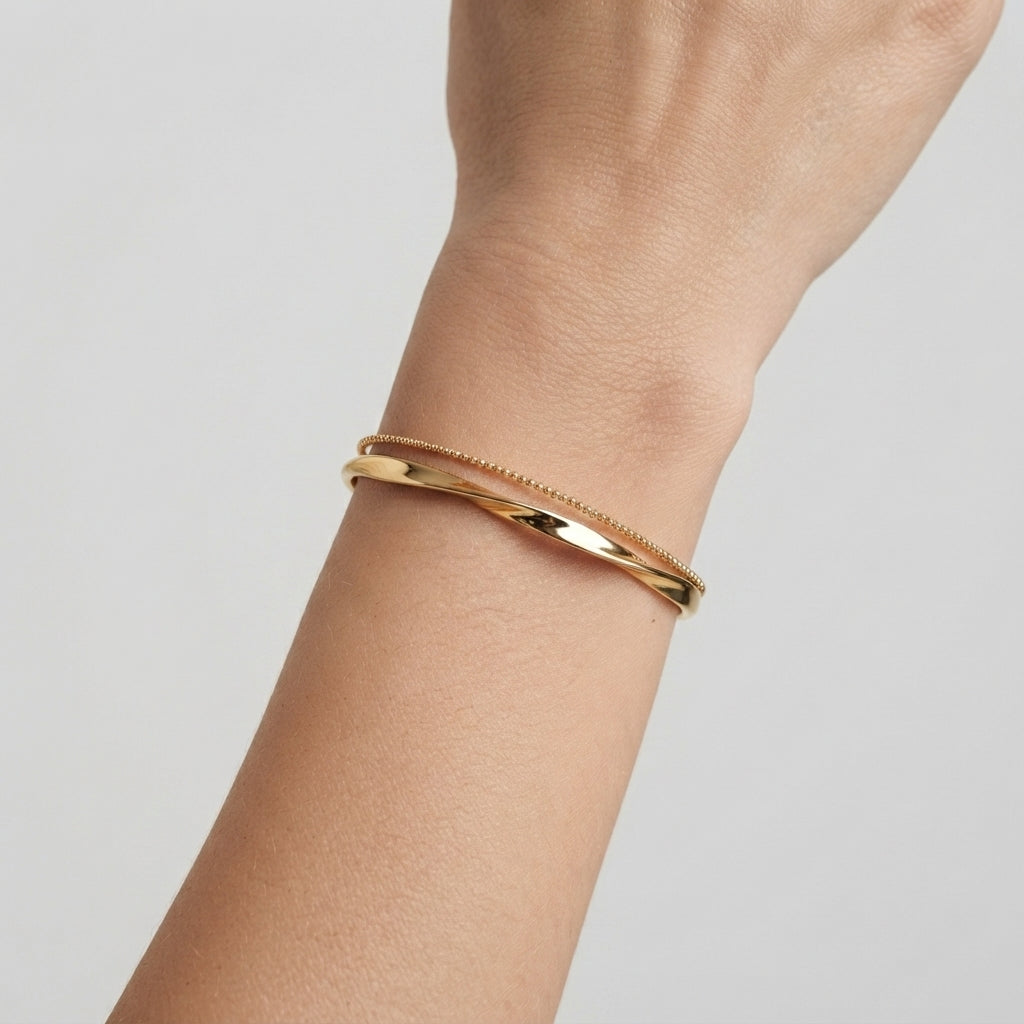 Women's Layered Twist Open Cuff Bangle