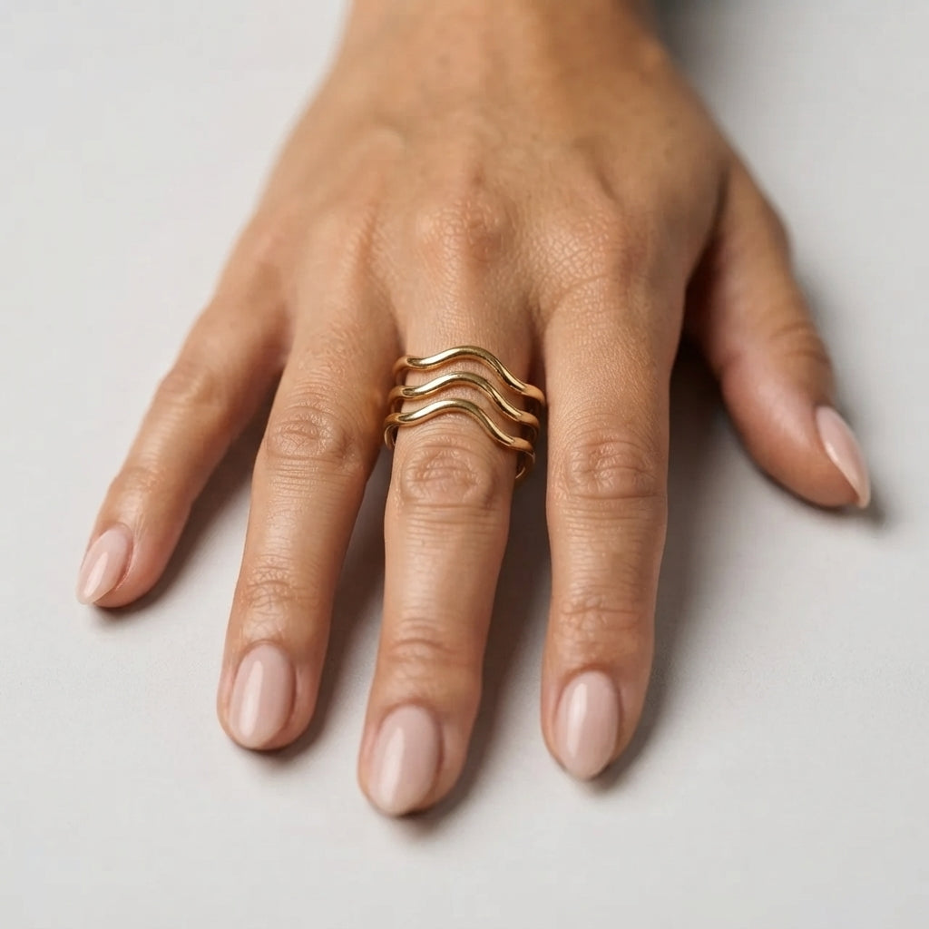 Women's Layered Wave Band Ring