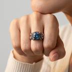 Women's Leaf Blue Stone Ring
