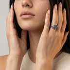 Women's Leaf Blue Stone Ring