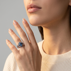 Women's Leaf Blue Stone Ring
