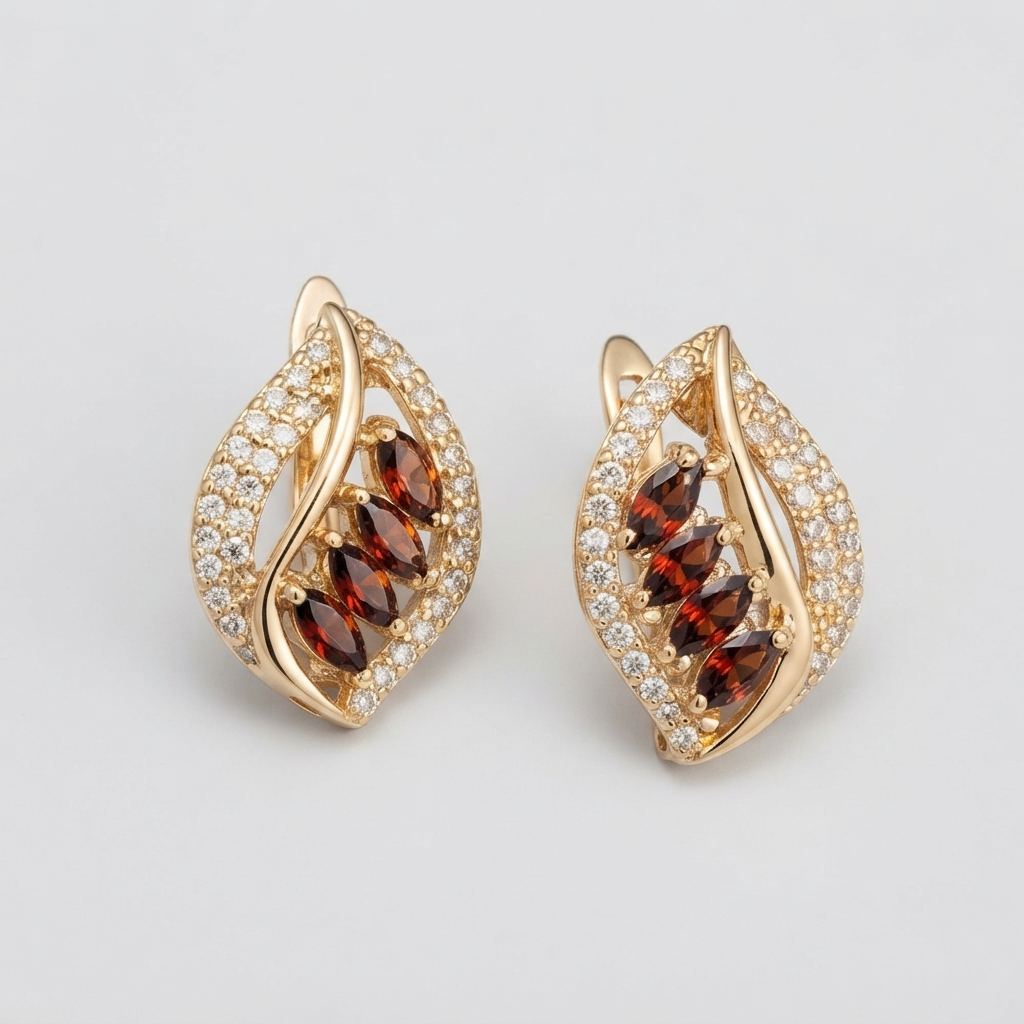 Women's Leaf Crystal Earrings
