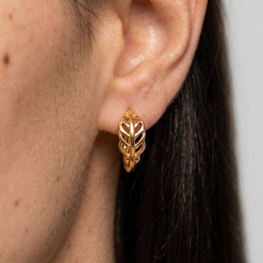 Women's Leaf Huggie Earrings