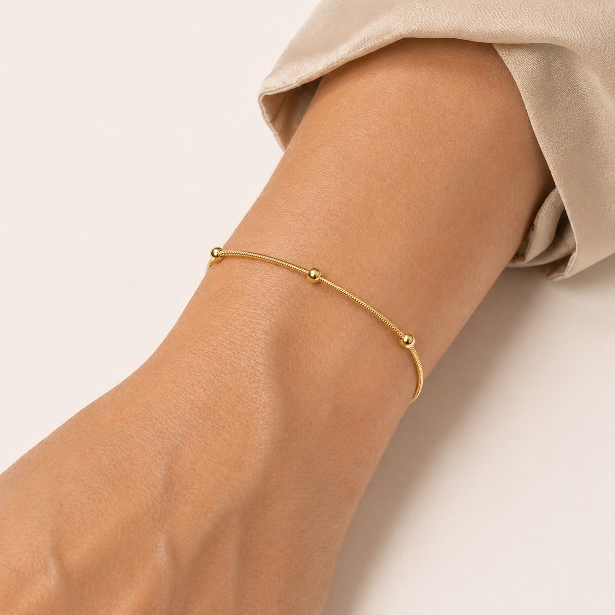 Women's Snake Chain Bead Station Bracelet