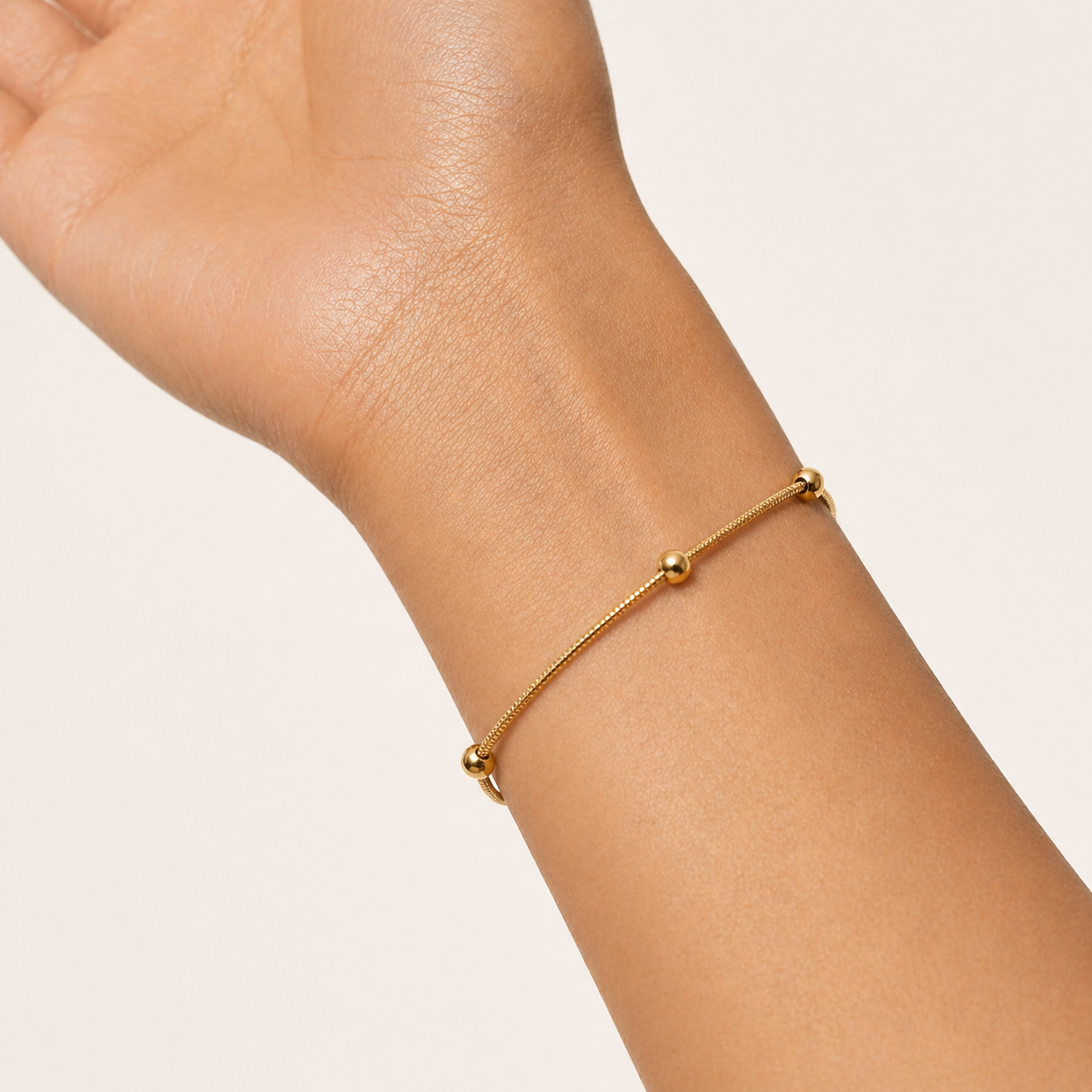 Women's Snake Chain Bead Station Bracelet