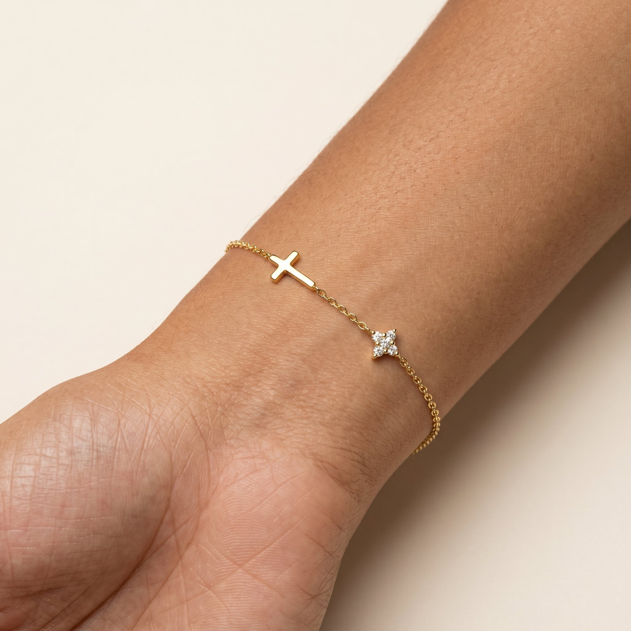 Women's Cross Station Chain Bracelet