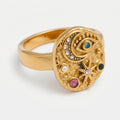 Women's Moon and Star Signet Ring