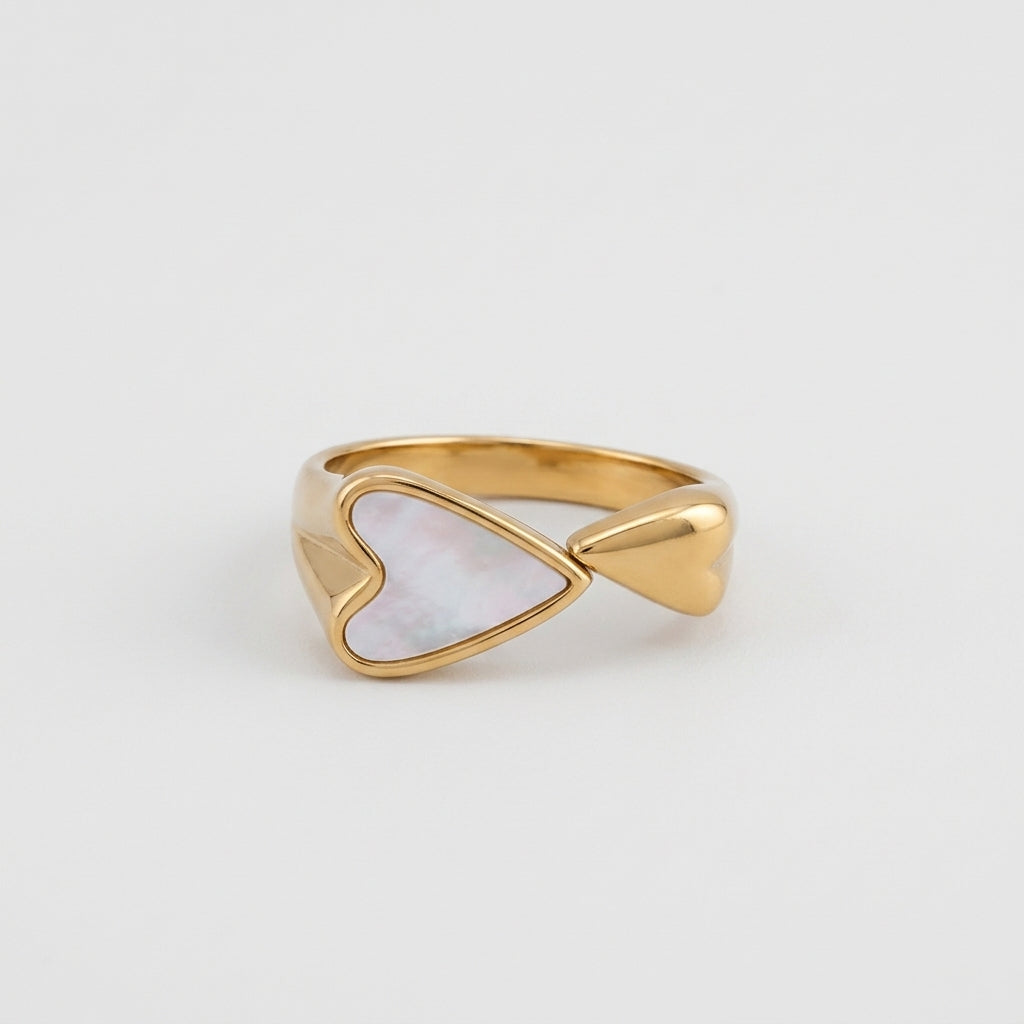Women's Mother of Pearl Heart Bypass Ring