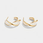 Women's Mother-of-Pearl-Style Twist Hoop Earrings