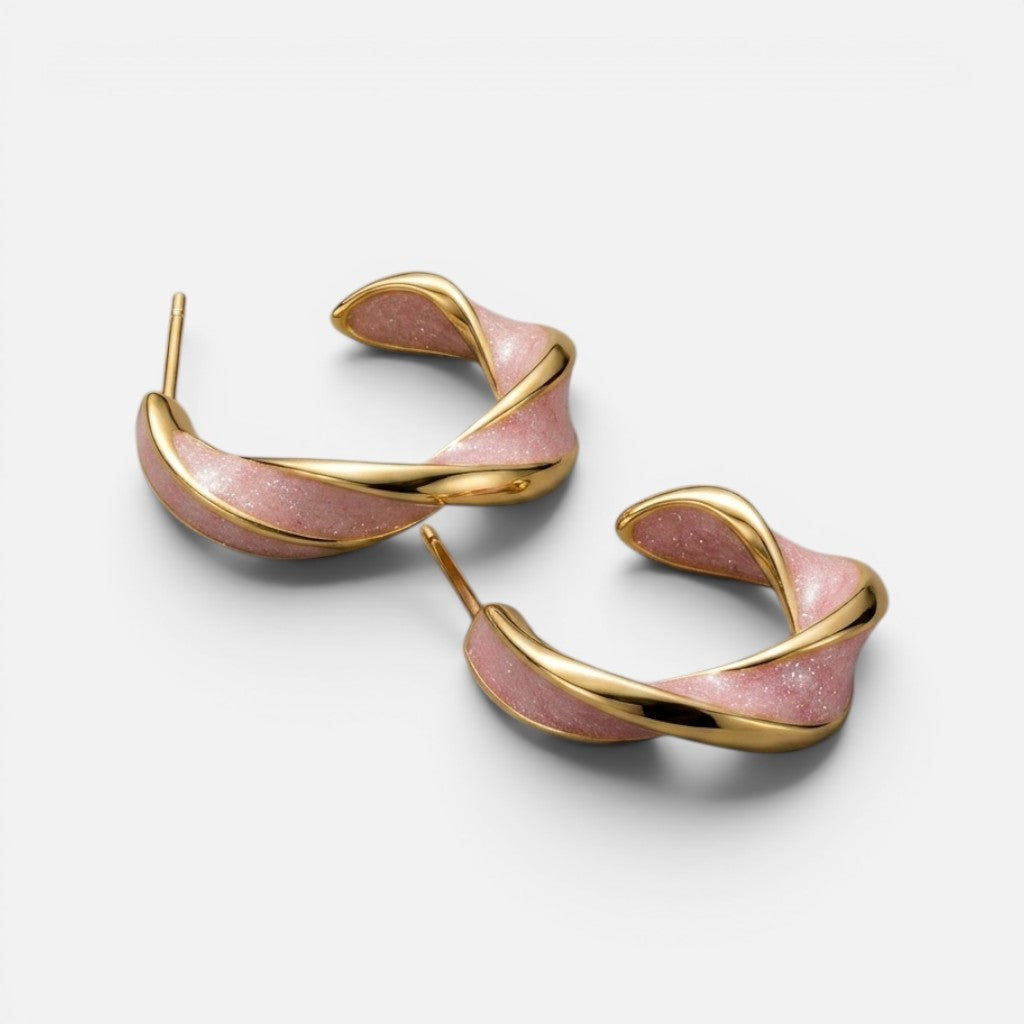 Women's Mother-of-Pearl-Style Twist Hoop Earrings