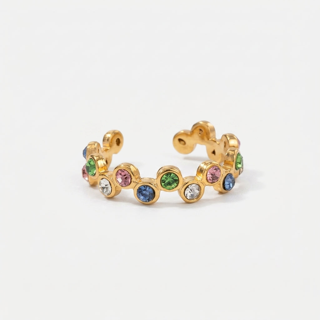 Women's Multicolour Crystal Bezel Ring