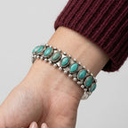 Women's Natural Stone Station Cuff Bangle