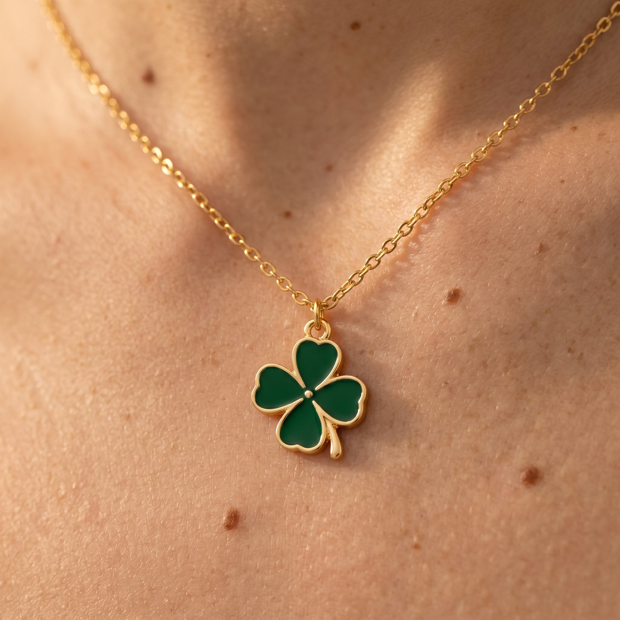 Women's Shamrock Enamel Pendant Necklace