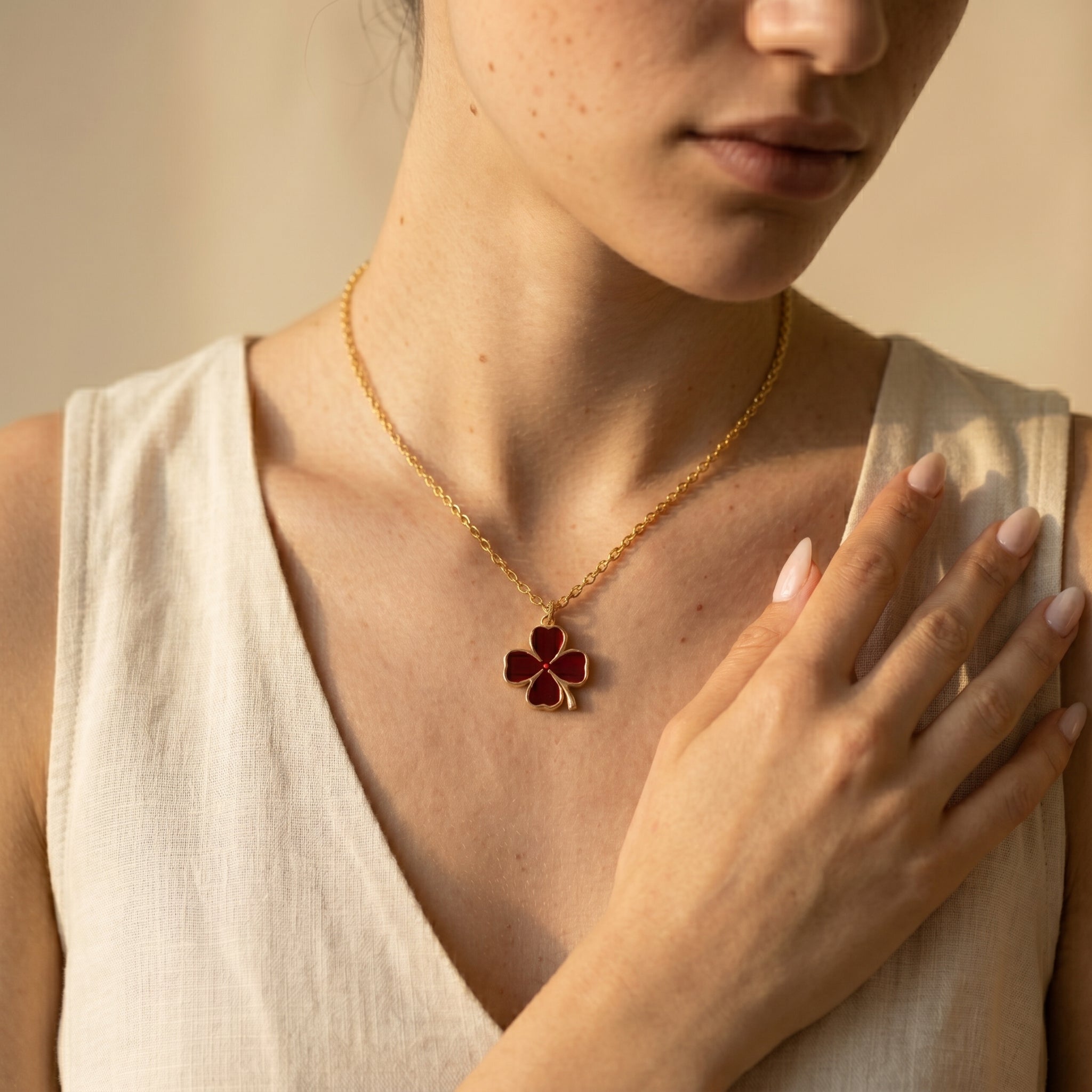 Women's Shamrock Enamel Pendant Necklace
