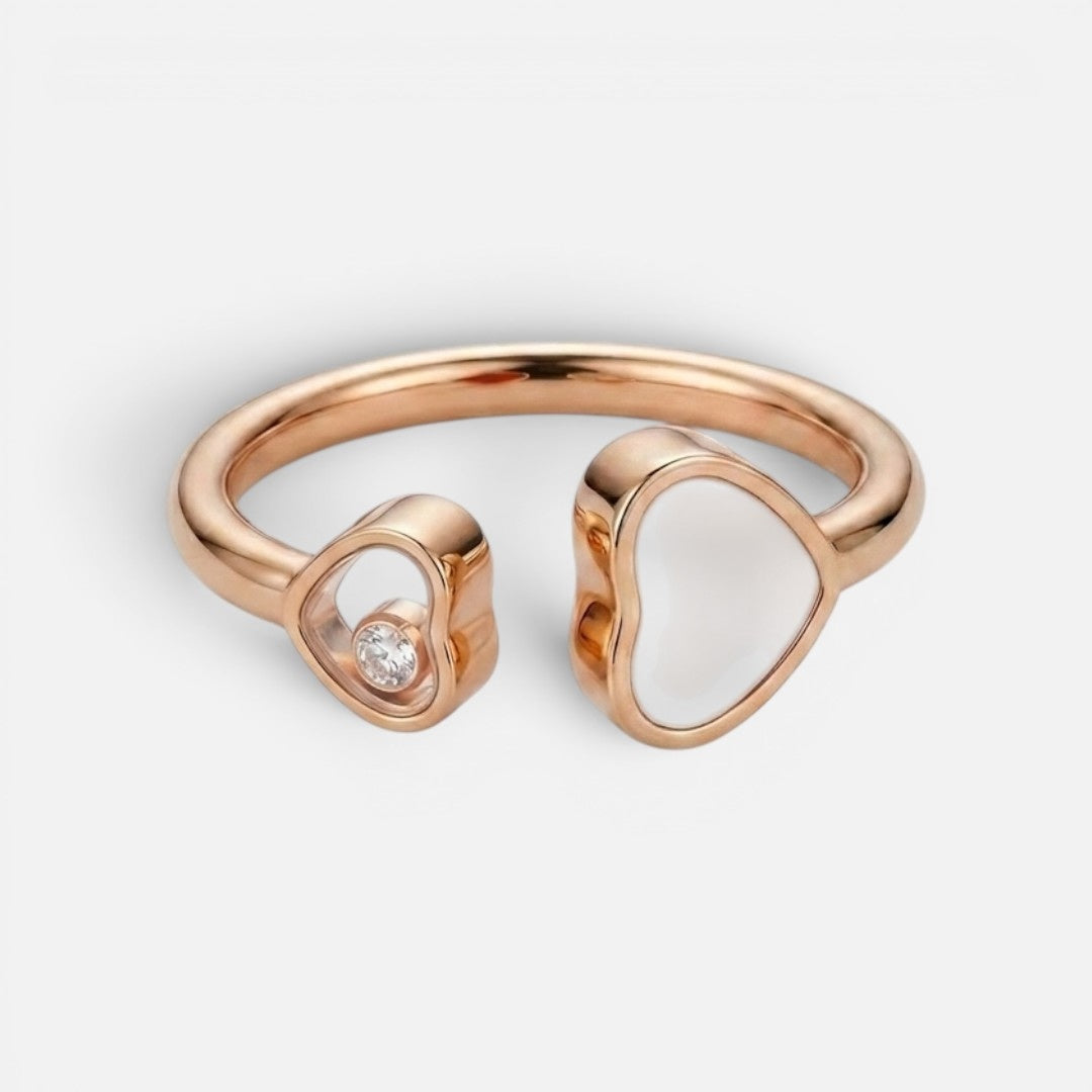 Women's Open Heart Crystal Adjustable Ring