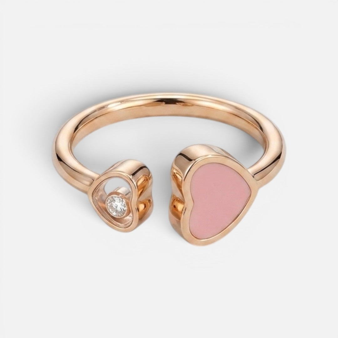 Women's Open Heart Crystal Adjustable Ring