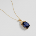 Women's Oval Blue Stone Pendant Necklace