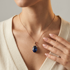 Women's Oval Blue Stone Pendant Necklace
