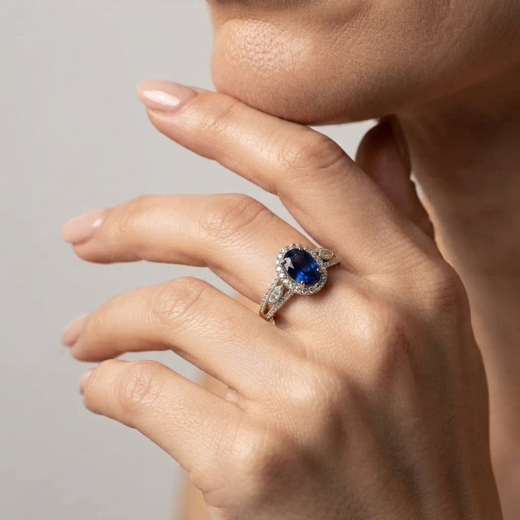 Women's Oval Blue Stone Ring