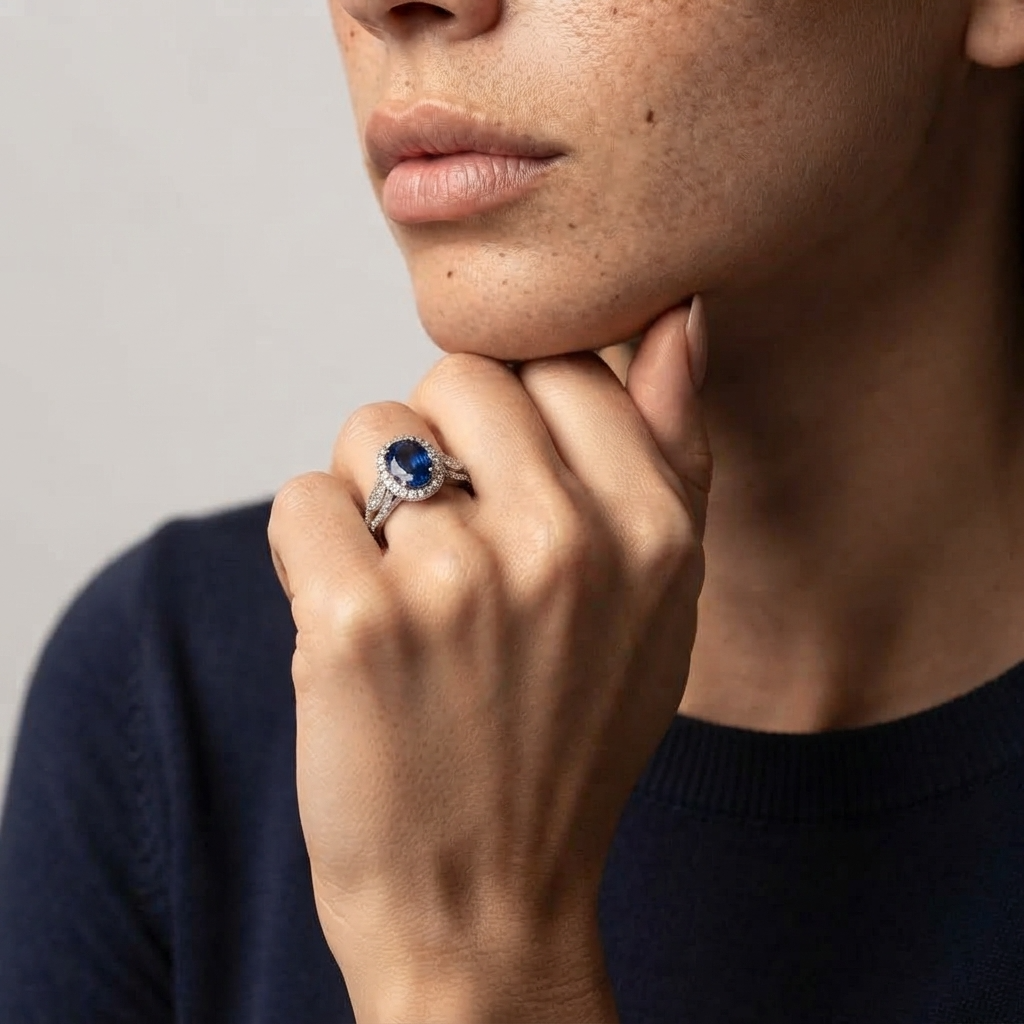 Women's Oval Blue Stone Ring