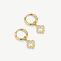 Women's Pave Clover Huggie Earrings