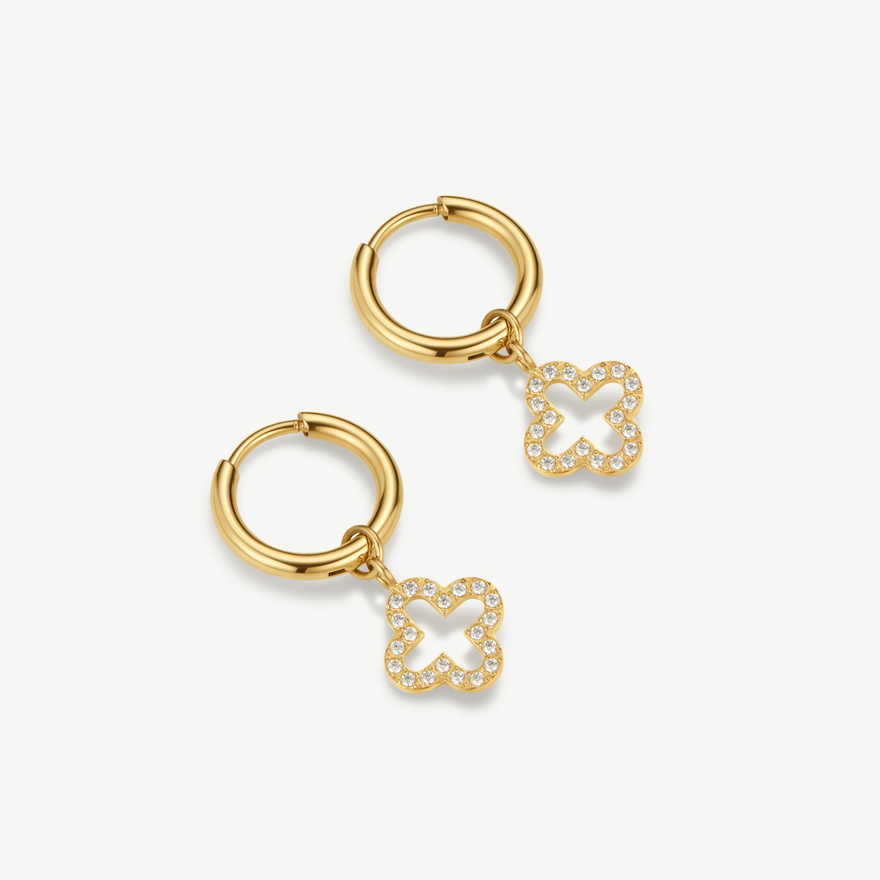 Women's Pave Clover Huggie Earrings