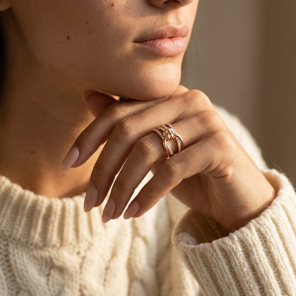 Women's Pavé Crystal Knot Ring