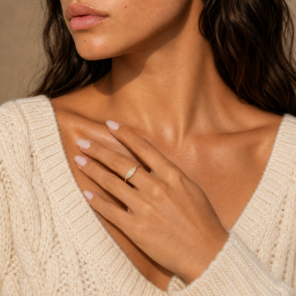 Women's Pavé Crystal Signet Ring