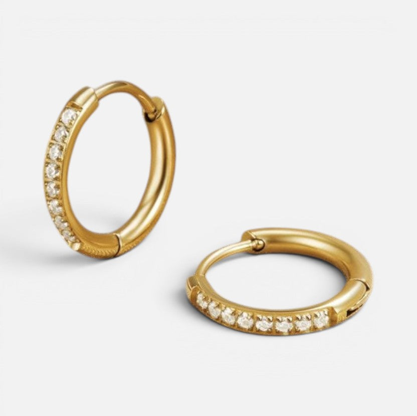 Women's Pave Huggie Hoop Earrings