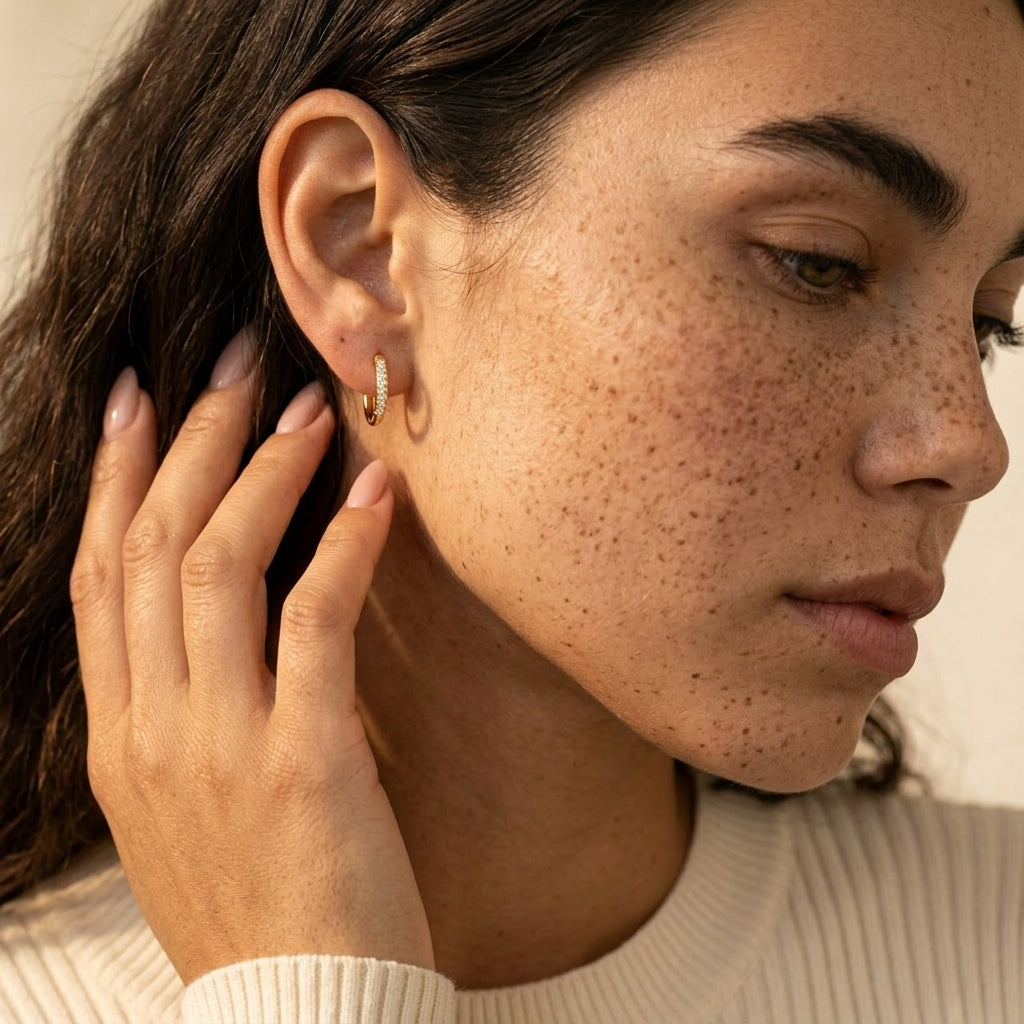 Women's Pave Huggie Hoop Earrings